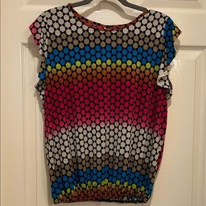 Colorful Women's Blouse with Honeycomb Pattern Vibrant Colors Blue Magenta Lime